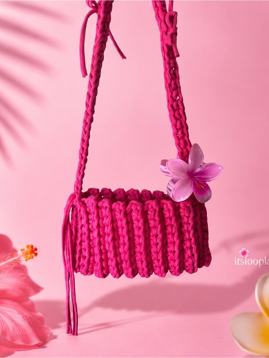 Handmade Handbags - Handmade Hot Pink Crochet Crossbody Bag